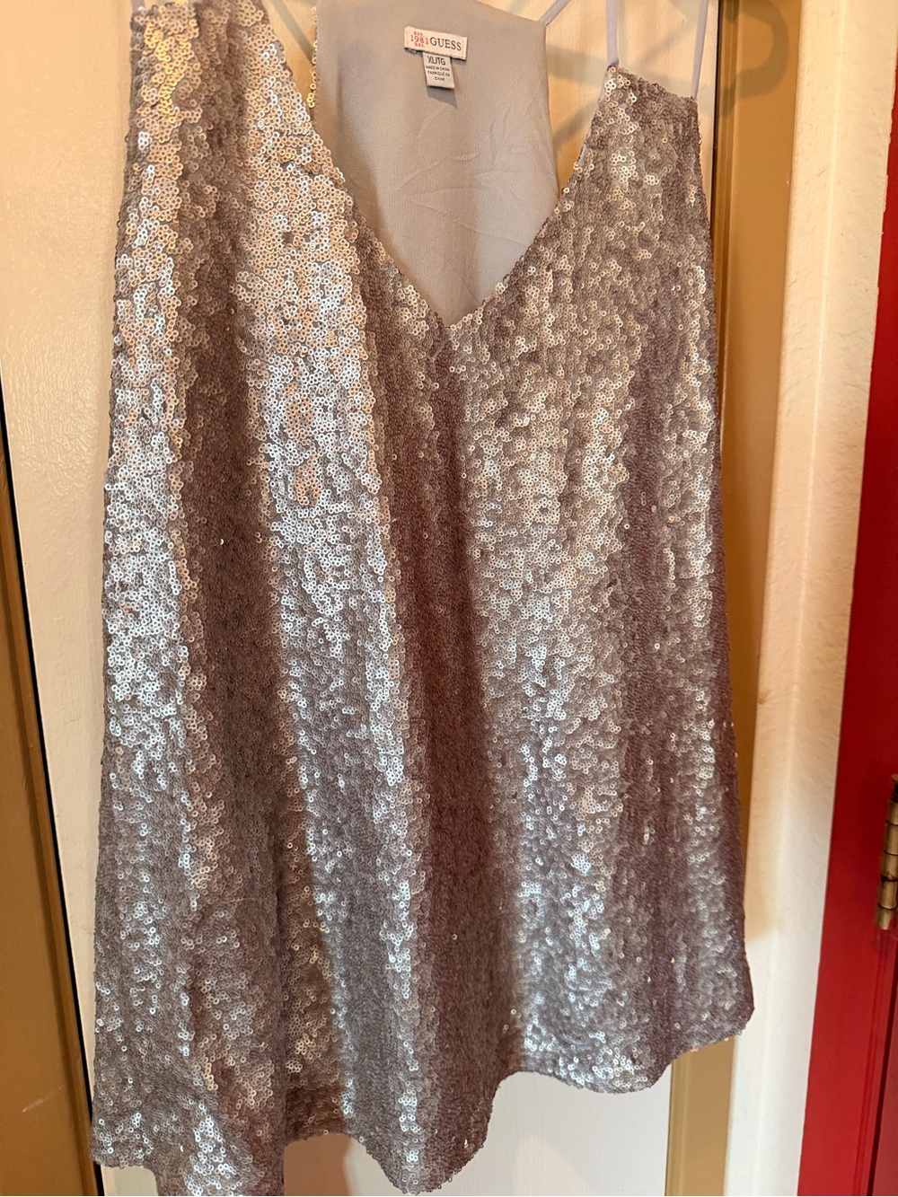 GUESS Silver Sequin V-Neck Camisole